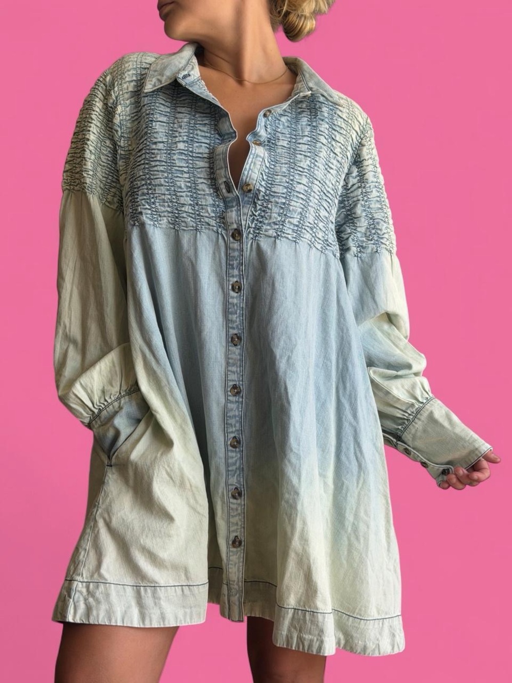 Free people denim ombre mini dress - Picture 3 of 8